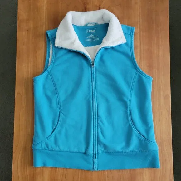 Women's L.L. Bean Blue Full Zip Fleece Lined Vest - M - Picture 4 of 6